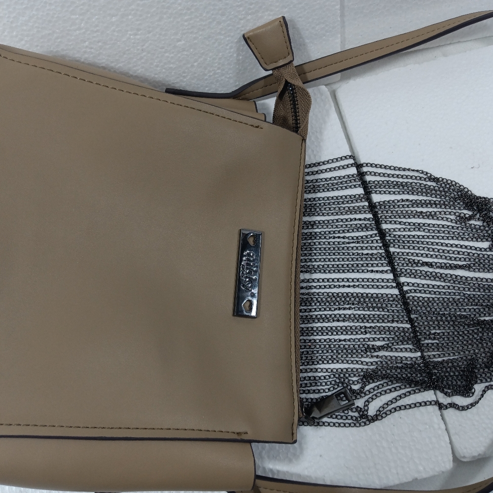 Nikky USA Tan Purse Shoulder Bag Chain Details With Removable Inside Bag